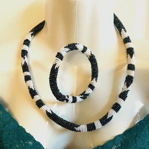 Beaded African Necklace and Bracelet